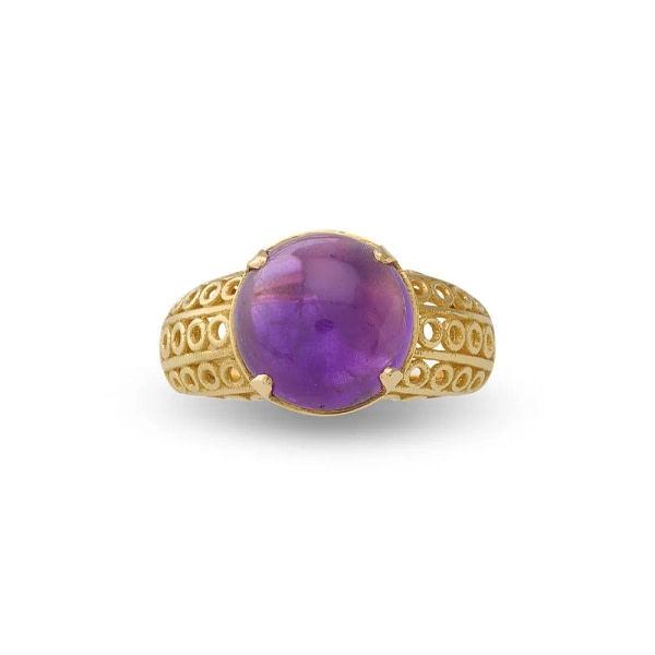 Pietra viola ametista anello artigianale umbria oro bianco
