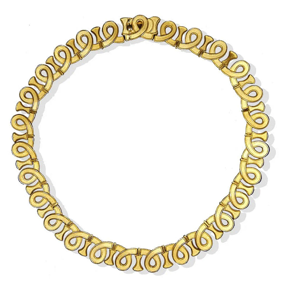 Collana oro giallo rigida greca orogami